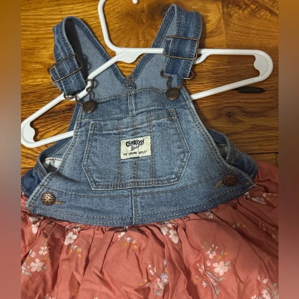 OshKosh B'gosh Blue Denim Overalls Floral